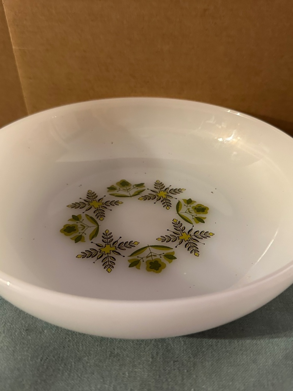 Vintage Anchor Hocking Milk Glass "Meadow Breen" Bowls 4.5"